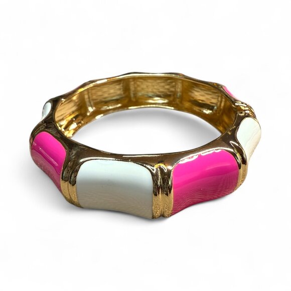 Pink, white and gold clamp bracelet - Picture 1 of 1